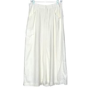 Brandy Melville Low Rise Linen Blend Maxi Skirt Cargo Sz Small Ivory White